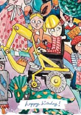 Cute Birthday Card - For Kids - Wheelchair Digger created by Miss Magpie Fashion Spy