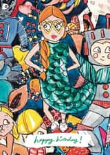Cute birthday Card - For Kids - Mermaid created by Miss Magpie Fashion Spy