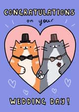 Congratulations on your Wedding Day - Cute Cats - Same Sex Marriage created by Wren & Wilson
