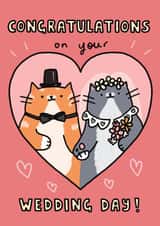 Congratulations on your Wedding Day! Cute Funny Cat Bride & Groom Card created by Wren & Wilson