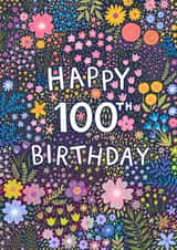 Pretty Birthday Card - Floral 100th created by Pear Tree Press