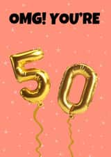 Cute Birthday Card - 50th foil balloons created by GawjusCards