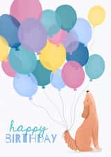 Cute Birthday Card - Cavapoo Dog - Balloons created by Sian Moore Illustration