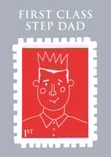 Cute Fathers Day Card - First Class Step Dad created by By Big Will Limited