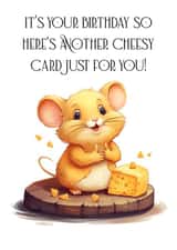 A Cheesy Fun Mouse with Thumbs up Siting on a Wooden Circle created by Tanya Hall
