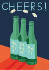 Male Happy Birthday Card - Beer bottles - Cheers created by Laura Darrington Design Ltd.