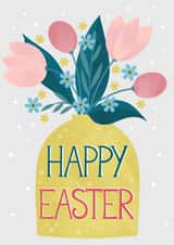 Easter card with Pretty Spring Flowers. created by Louise Brainwood