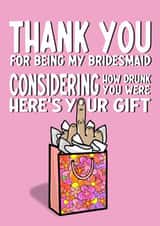 Thank you - Bridesmaid - Middle Finger Gift Bag created by fyou cards