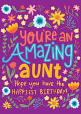Pretty Birthday Card - Floral - Amazing Aunt created by Fox Card Co
