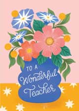 Wonderful Teacher - Thank You Teacher - Pretty Card for Teacher created by Ricicle Cards