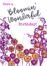 Floral Bloomin' Wonderful Birthday Card Lino Print Art Classic created by Emma Lottey