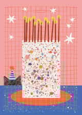 Birthday Cake Cat Card - Cat Birthday Card - Peekaboo created by Aimee Mac Illustration