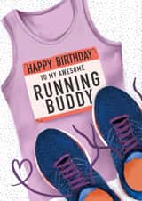 Running Hobby Birthday Card - Awesome Running Buddy created by Debbie Daley Illustrations