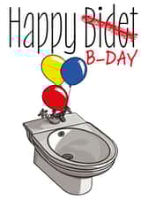 Funny birthday card - literal toilet humour- happy bidet - created by HotCrossPuns