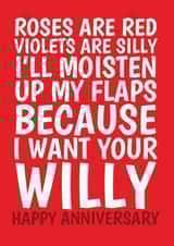 Naughty Anniversary Card - For Him - I Want Your Willy created by @Cupsie's Creations