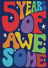 Fun 5th Birthday Card - 5 Years of Awesome created by Rebecca McConnachie