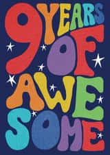 Fun 9th Birthday Card - 9 Years of Awesome created by Rebecca McConnachie