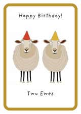 Funny Birthday Card - Punny Sheep wearing party hats created by Not at all Jack