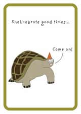 Cute Birthday Card -Tortoise Pun - Lets Shell-ebrate created by Not at all Jack