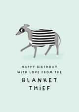 Funny Whippet Birthday Card - Blanket Thief - From the dog created by Studio Mads