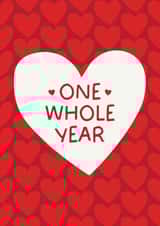 Cute Anniversary Card - First Anniversary - One Whole Year created by Puns and Needles