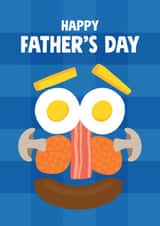 Funny fried breakfast Father's Day card – fry up – full English - bacon - eggs created by Stoats & Weasels