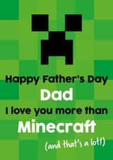Funny Minecraft Gamer Father's Day Card for Dad - From Son - Pixel Gaming Card created by Tiger Feet Creations