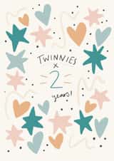 Cute Birthday Card - For 2-Year-Old Twins - Twinnies created by Nicola Scott