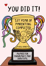 Funny 1st Birthday Card - for the Parents - Survived the First Year! created by Hello Hatty