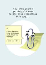 Cheeky 90's Birthday card - Computer Paperclip created by Evie Garnett Designs