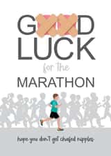 Funny Good Luck Card - Marathon - Hope You Don't get chafed Nipples created by Silly Prints