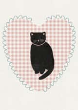 Cute Black Cat - Love Heart Card - Cat Lovers created by Courtney B.