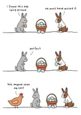 Funny Easter Card - Easter Bunnies Painting Easter Eggs created by Erin O'Farrell