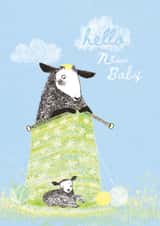 Beautiful New Baby card - Woolly's Baby Blanket - Sheep & Lamb created by Paper Bird