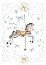 Pretty Christening Card - Boy - Traditional Horse created by Samantha