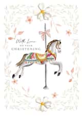 Pretty Christening Card - Girl - Traditional Horse created by Samantha