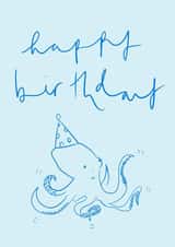 Pretty Birthday Card - Blue Octopus created by Bellynam Studio