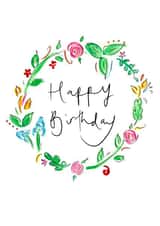 Pretty Birthday Card - Floral Wreath created by Bellynam Studio