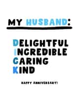 Funny Anniversary Card - For Husband - Dick created by Pink Peach Cards