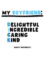 Funny Birthday Card - For Boyfriend - Dick created by Pink Peach Cards