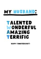 Funny Happy Anniversary Card - For Husband - Twat created by Pink Peach Cards
