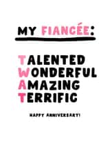 Funny Anniversary Card - For Fiancee - Twat created by Pink Peach Cards