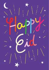 Happy Eid Mubarak Moon Stars Card - Blessed Eid al-Fitr - Ramadan - Eid al-Adha created by I AM A