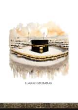 Umrah Mubarak Watercolour Style card to celebrate the completion of Umrah. created by DigiPrintPalette