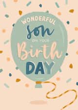 Cute Birthday Card - for your Wonderful Son - Birthday Balloon created by The Pattern Press