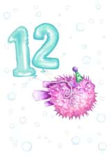 Cute Birthday Card - 12th - Sealife Puffer Fish created by Citrus Bunn
