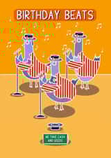 Funny singing pigeon birthday card for anyone. created by Pigeon Pals