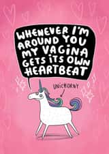 Naughty Anniversary Card - Unicorn - Vagina Heartbeat created by Katie Abey