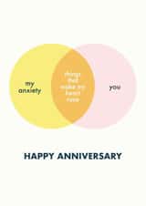 Funny Anniversary Card - Anxiety - Venn Diagram - Geeky created by Mintea.Peach