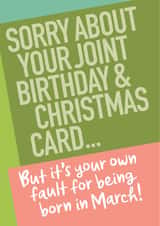 Funny Birthday Card - Cheap - March Birthday and Christmas Combination Card created by Wordplay Design